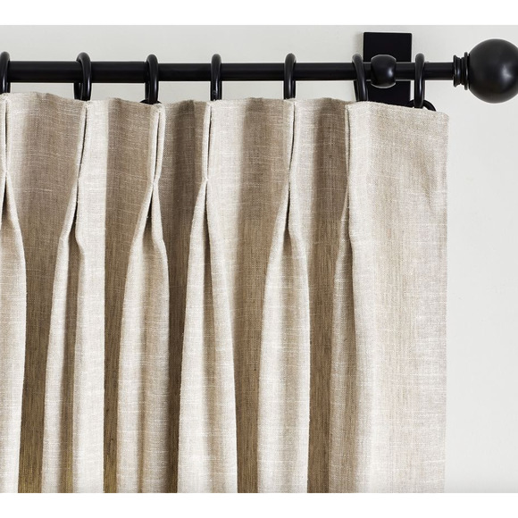 Pottery Barn EMERY Linen Pinch Pleat Curtain Panel | 50 x 84", Oatmeal - Picture 1 of 4